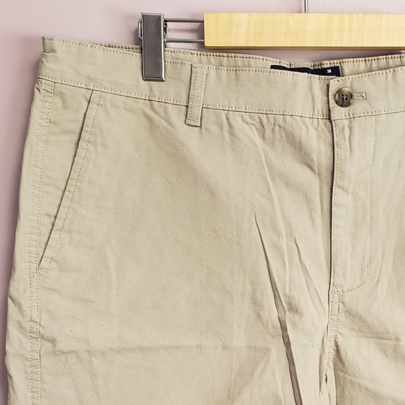 Chaps Men's Shorts Size 38 Waist Stretch Khaki Ivory Hi Rise Logo Slash Pockets - Picture 5 of 6